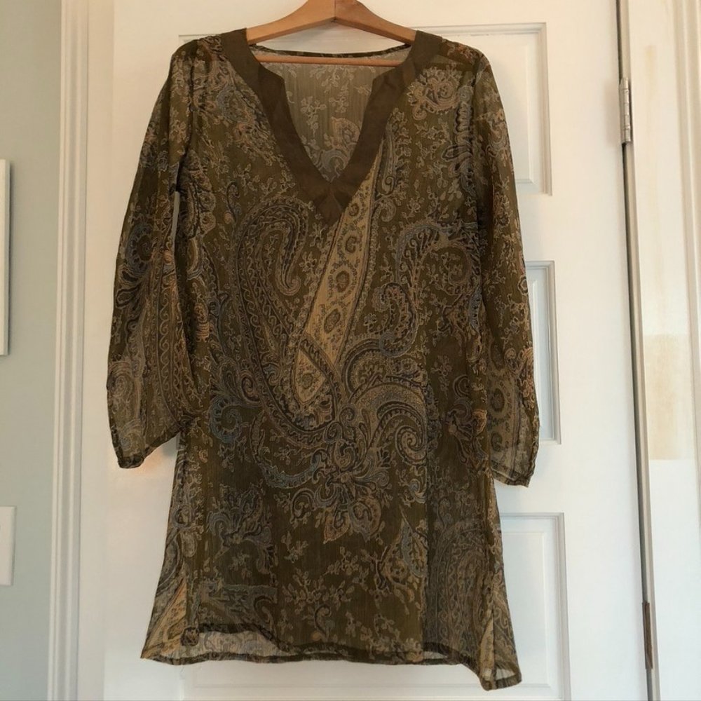 Paisley Silk Caftan Dress - S/M